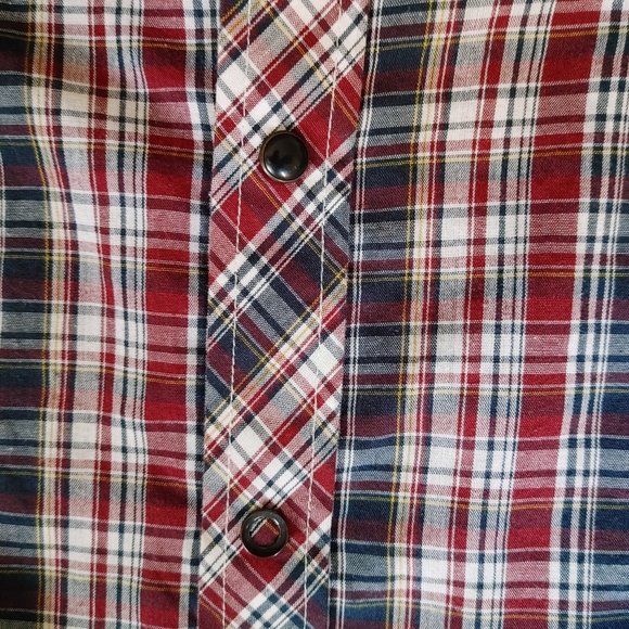 Electric Evolution Men's Red and Blue Plaid Button Up Shirt Large western - Picture 5 of 7